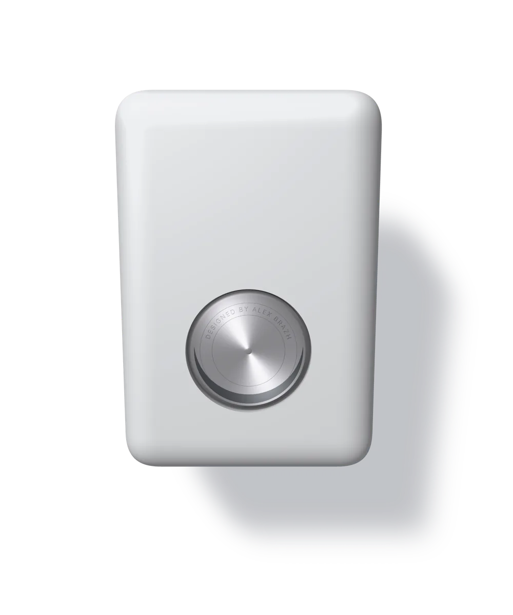 The back, with the brushed-metal disk set into its lower part